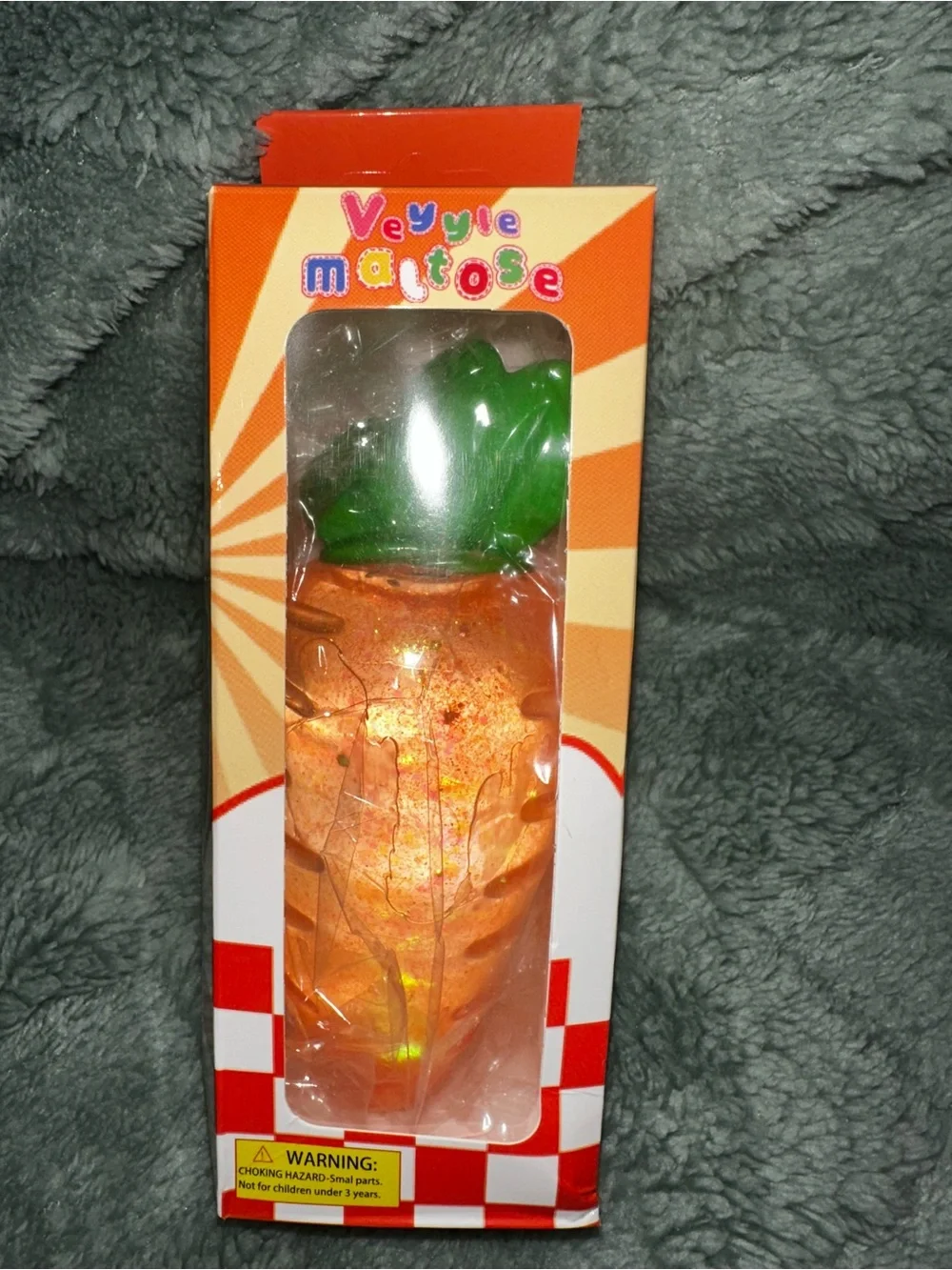 Glitter Carrot squishy Toy in Orange with Green Top